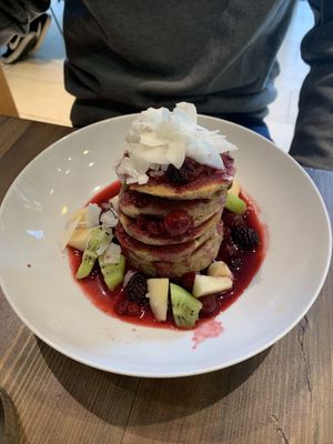 Buckwheat pancakes at Eqvilibrivm Cafe in Barcelona