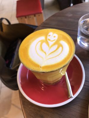 Turmeric latte  at Eqvilibrivm Cafe in Barcelona