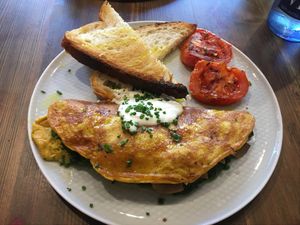 Chickpea omolette  at Eqvilibrivm Cafe in Barcelona