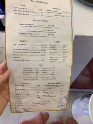 Menu back at Eqvilibrivm Cafe in Barcelona