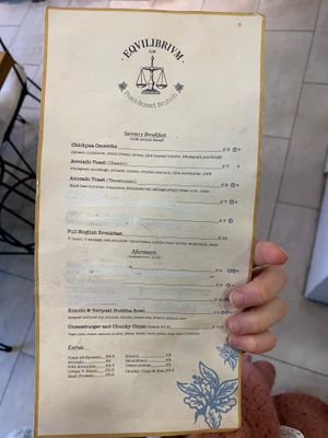 Menu front at Eqvilibrivm Cafe in Barcelona