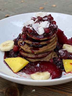 Mixed berries pancakes at Eqvilibrivm Cafe in Barcelona