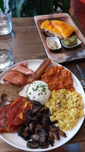 Full English and HP sauce available too! at Eqvilibrivm Cafe in Barcelona