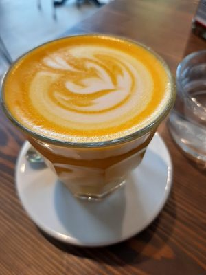 Turmeric latte at Eqvilibrivm Cafe in Barcelona