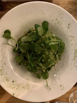 I forgot the name - pasta with peas is all I can remember from the taste. Which was heavenly   at Pisco in Vila Do Bispo