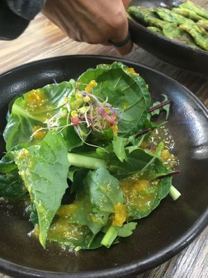 Salad side dish with yuzu dressing  at Babiboyak in Jeju