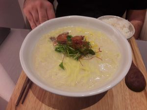 ramen au lait de soja at Mumokuteki Vegan Cafe in Kyoto