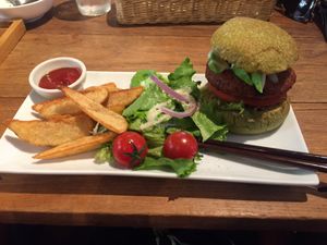 Avocado burger ?  at Mumokuteki Vegan Cafe in Kyoto