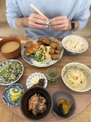 Faux meat set  at Mumokuteki Vegan Cafe in Kyoto