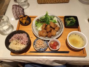 Vegan version of a set. Super tasty!  at Mumokuteki Vegan Cafe in Kyoto