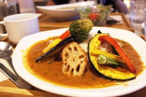 Vegan curry at Mumokuteki Vegan Cafe in Kyoto