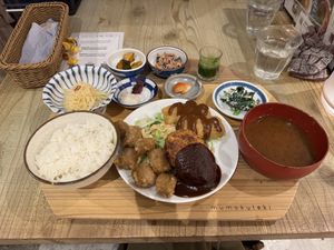 Full set - ¥2,500 quite expensive but you won’t be hungry after  at Mumokuteki Vegan Cafe in Kyoto