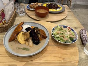 Curry with salad.  at Mumokuteki Vegan Cafe in Kyoto