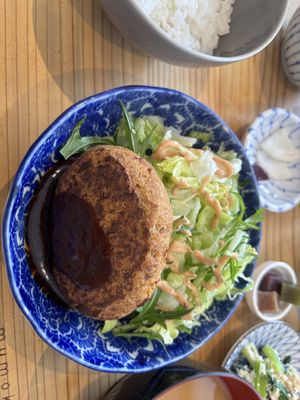 Tofu burger  at Mumokuteki Vegan Cafe in Kyoto