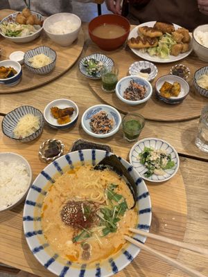 Dan Dan Ramen and other dish  at Mumokuteki Vegan Cafe in Kyoto