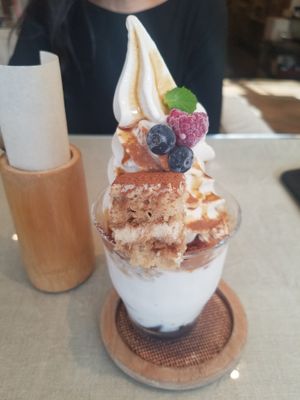 tiramisu parfait at Mumokuteki Vegan Cafe in Kyoto