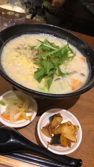 Large soy milk “pork” ramen at Mumokuteki Vegan Cafe in Kyoto