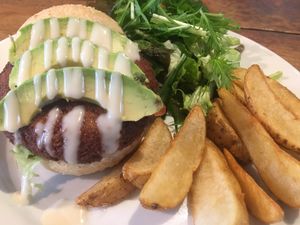 Avocado Burger  at Mumokuteki Vegan Cafe in Kyoto