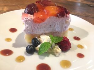 Berry Cake (Berry Cream something? Tasted awesome and fresh ^.^ ) at Mumokuteki Vegan Cafe in Kyoto