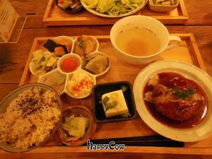 Hamburger Set (my favourite)  at Mumokuteki Vegan Cafe in Kyoto