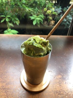 Soya Matcha Shake- SO GOOD! at Mumokuteki Vegan Cafe in Kyoto