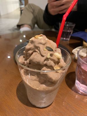 Chocolate milk shake (more like ice cream!) at Mumokuteki Vegan Cafe in Kyoto