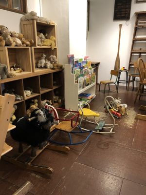The kids area at Mumokuteki Vegan Cafe in Kyoto