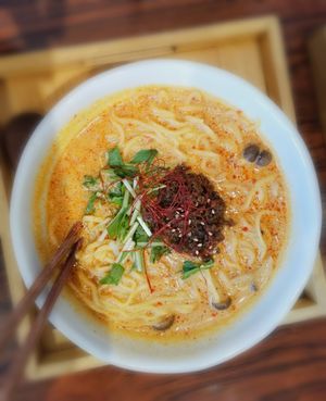 Sichuan tantan ramen 🍜 at Mumokuteki Vegan Cafe in Kyoto