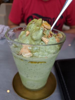 The best Matcha Soy Shake in Kyoto! at Mumokuteki Vegan Cafe in Kyoto