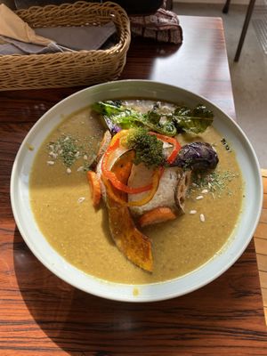 Coconut curry at Mumokuteki Vegan Cafe in Kyoto