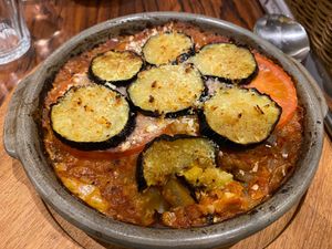 Vegan “meat sauce daria” (I think). Kinda like a baked risotto   at Mumokuteki Vegan Cafe in Kyoto