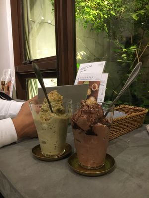 Vegan soft cream shakes  at Mumokuteki Vegan Cafe in Kyoto