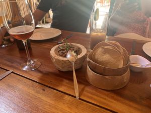 House appetizer, roasted tomato “salsa” and homemade tortillas at IX CAT IK in Valladolid