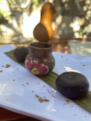 The most amazing chocolate dessert - one sweet and one with chilli!  at IX CAT IK in Valladolid