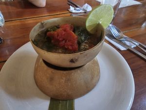 Caldo de chaya (soup with mayan spinach, pumpkin seeds, etc) at IX CAT IK in Valladolid