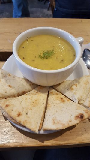 Syrian lentil soup at Livelihood in Toronto