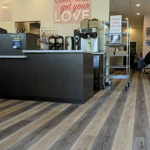 The view from the seating while waiting for my donuts to be packed up at Lovebirds Donuts in Kittery