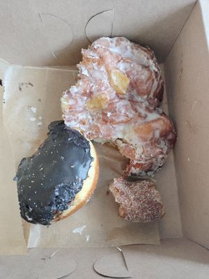 Apple Fritter/Apple Cider/Boston Cream at Lovebirds Donuts in Kittery