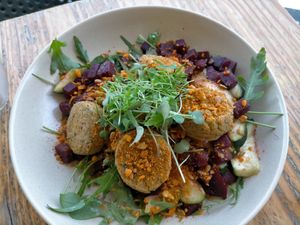 Falafel and beetroot salad at The Craft Embassy in Christchurch