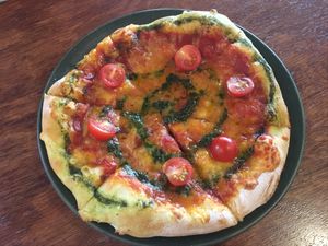 Vegan Margherita pizza  at Saluté Tapas Restaurant and Bar in Greytown