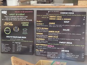 Menu boards at Ganesh Dosa in Kailua