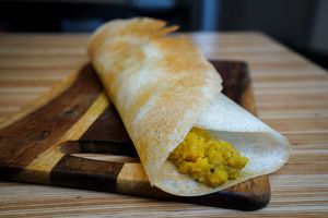 Classic Potato Masala Dosa (potato masala is mashed potato blended with Indian spices and seeds)  at Ganesh Dosa in Kailua