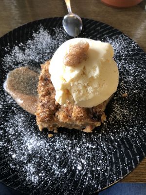 The most delicious apple crumble I have ever tasted  at Euro Kitchen in Fitzroy