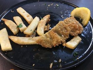 Chicken Schnitzel w/chips (Hänchen-Schnitzel) at Euro Kitchen in Fitzroy