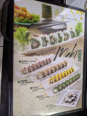 Sushi menu at Kinsahi - Paradigm Mall in Johor Bahru