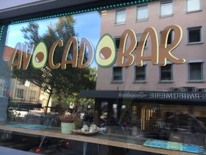 Front window at Avocadobar in Wurzburg