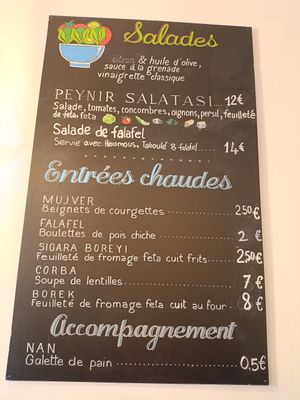 Menu at Chez Funda in Paris