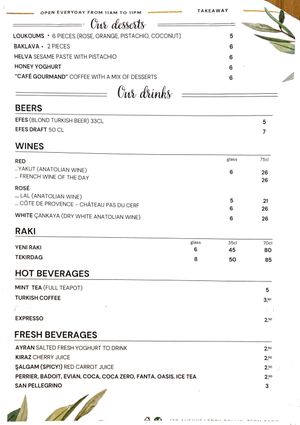 Dessert & drink menu at Chez Funda in Paris