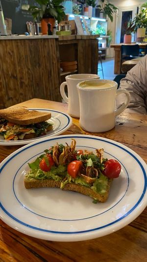 Egg sandwich, avocado toast and turmeric lattes. at Planted in Brooklyn