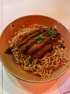 Corral noodle with Pablo crusted pb chickn  at UDON in Malaga